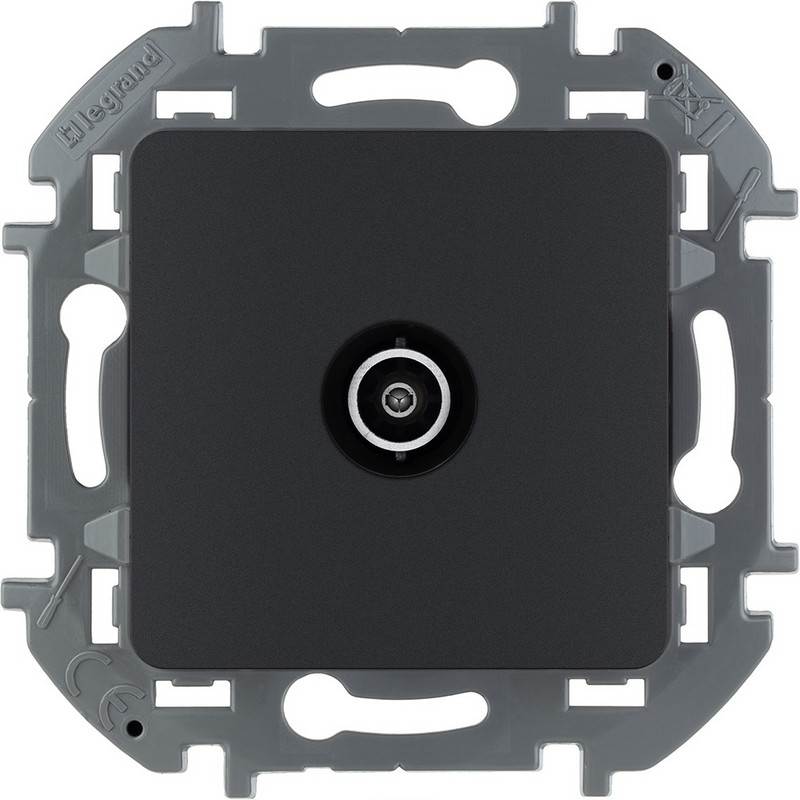 673863 Legrand Inspiria Розетка TV проходная 14 дБ 5-862 мГц антрацит, вид спереди