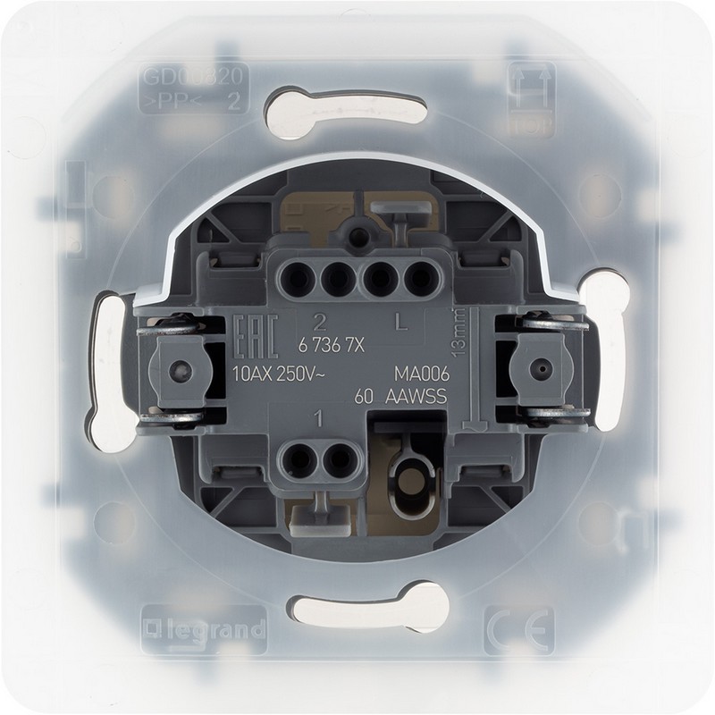 673671 Legrand Inspiria Переключатель IP44 10AX 250В слоновая кость, вид сзади