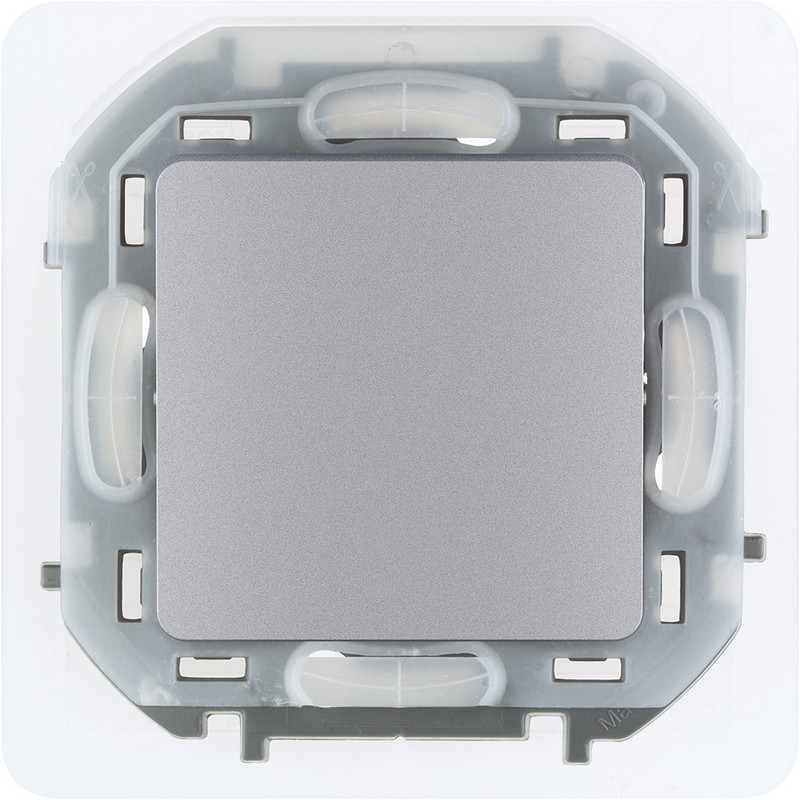 673672 Legrand Inspiria Переключатель IP44 10AX 250В алюминий, вид спереди