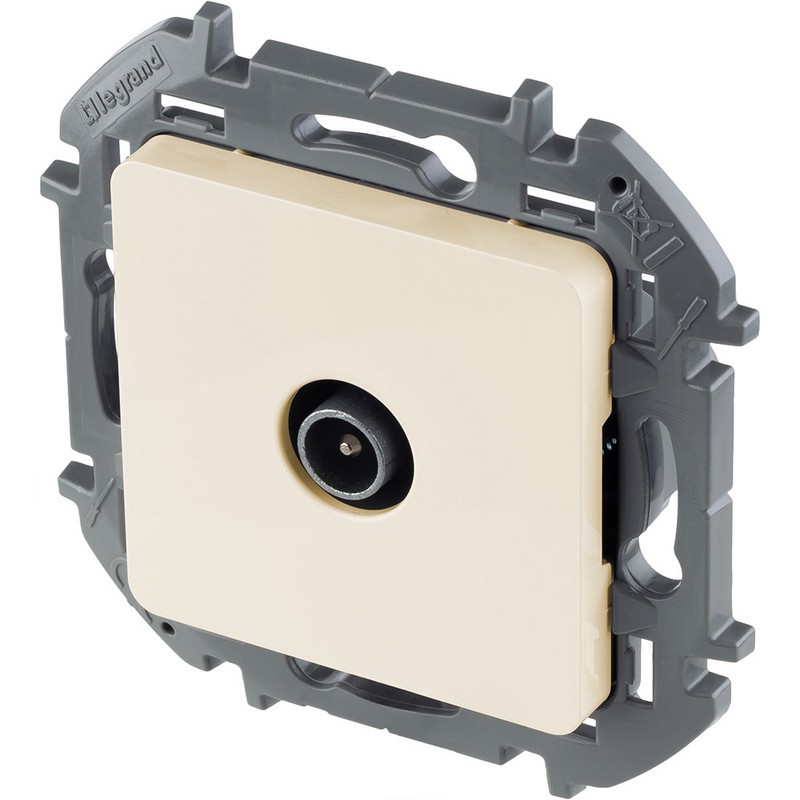 673871 Legrand Inspiria Розетка TV оконечная 10 дБ 5-862 мГц слоновая кость, вид под углом