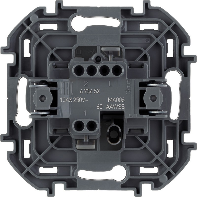 673653 Legrand Inspiria Переключатель 1-клавишный 10AX 250В антрацит, вид сзади