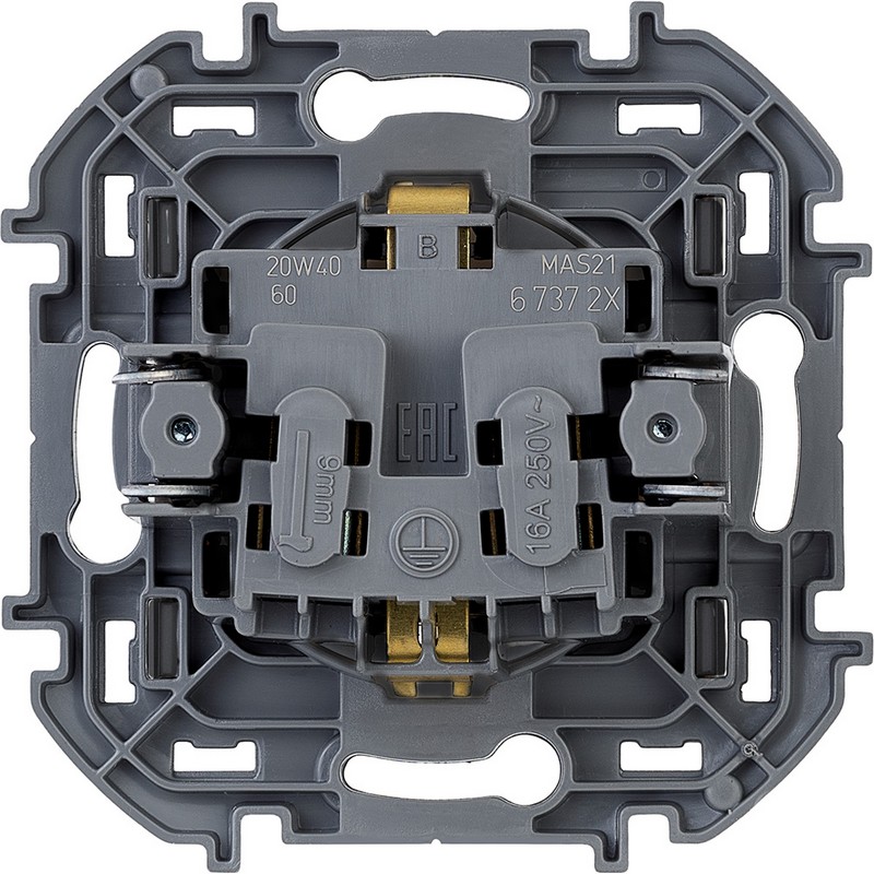 673723 Legrand Inspiria Розетка 2К+З немецкий стандарт 16А 250В антрацит, вид сзади