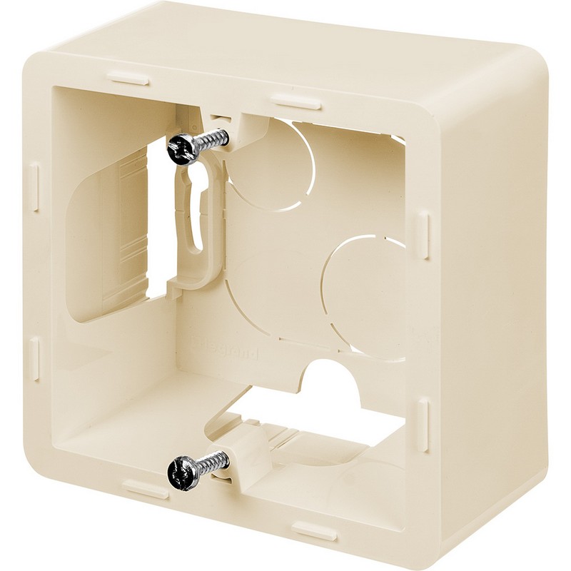 673981 Legrand Inspiria Коробка накладного монтажа 1 пост слоновая кость, вид под углом
